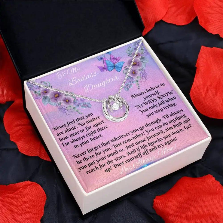 white gold lucky in love necklace in two-tone box angled left