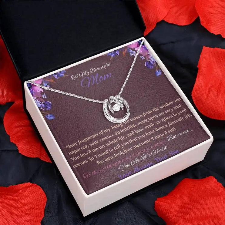 lucky in love necklace in soft box angled left
