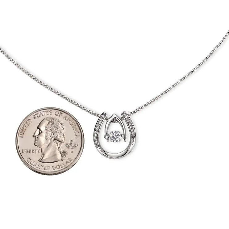 Lucky In Love Necklace size comparison to quarter