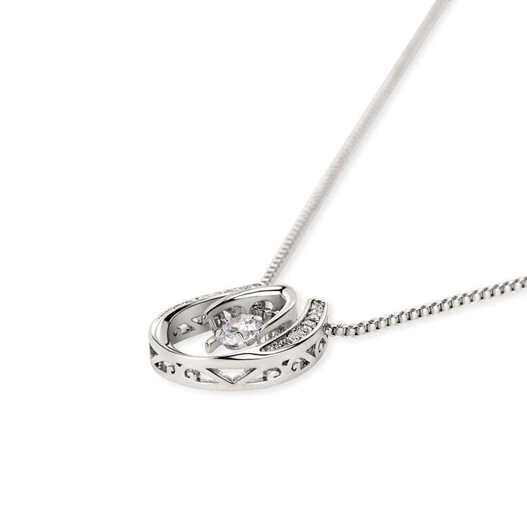 lucky in love necklace showing charm laying down