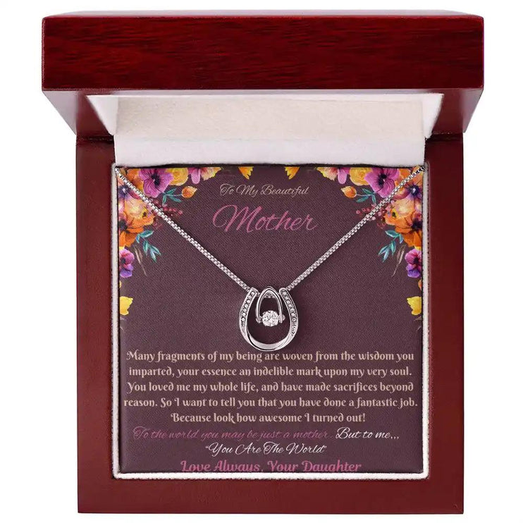 lucky in love necklace in mahogany box