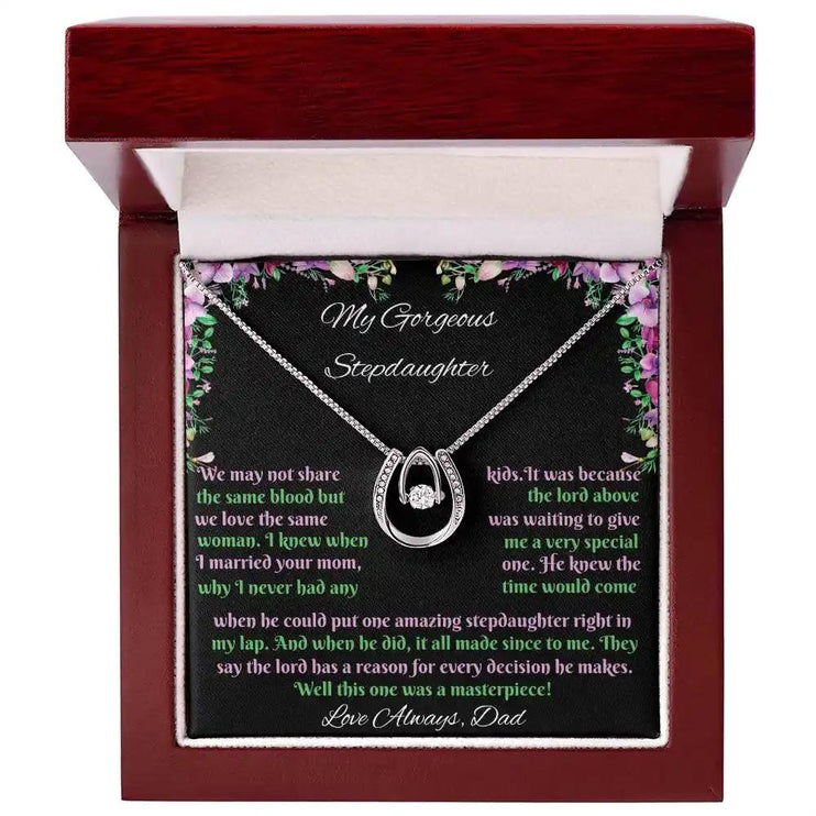 white gold lucky in love necklace in mahogany box