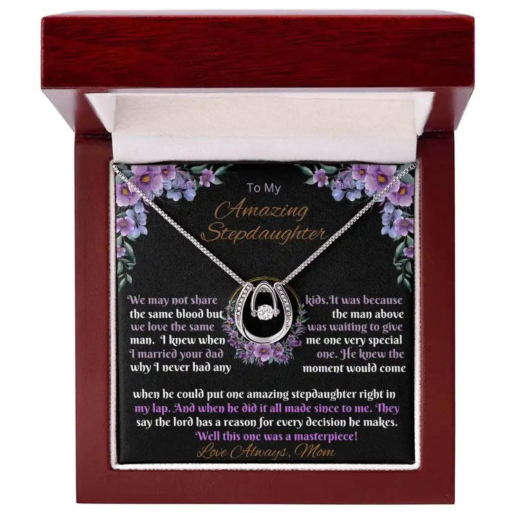 white gold lucky in love necklace in mahogany box