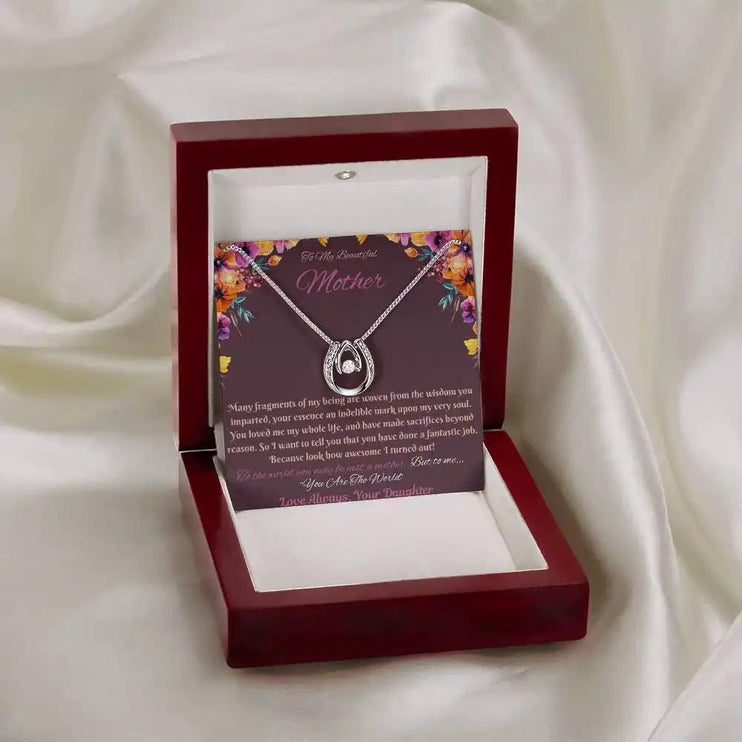 lucky in love necklace in mahogany box