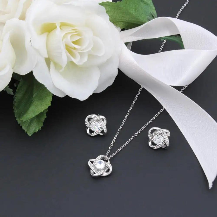 Love Knot Necklace with Love Knot Earring Set no box
