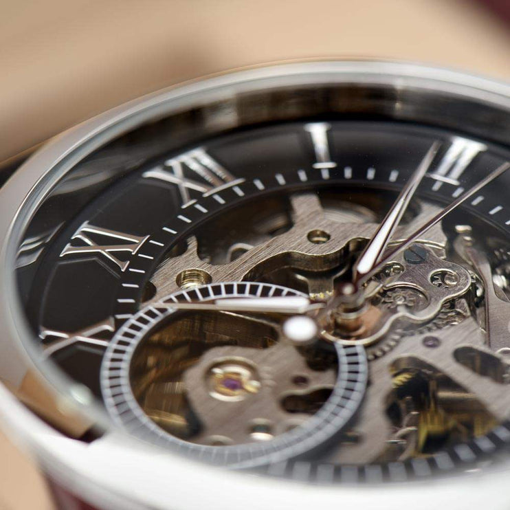 openwork watch showing inside the front face