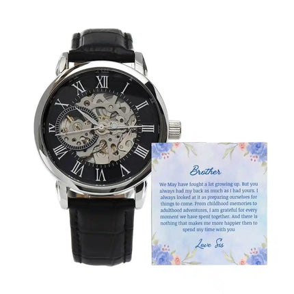 A Men's Open work Watch and to brother greeting card.