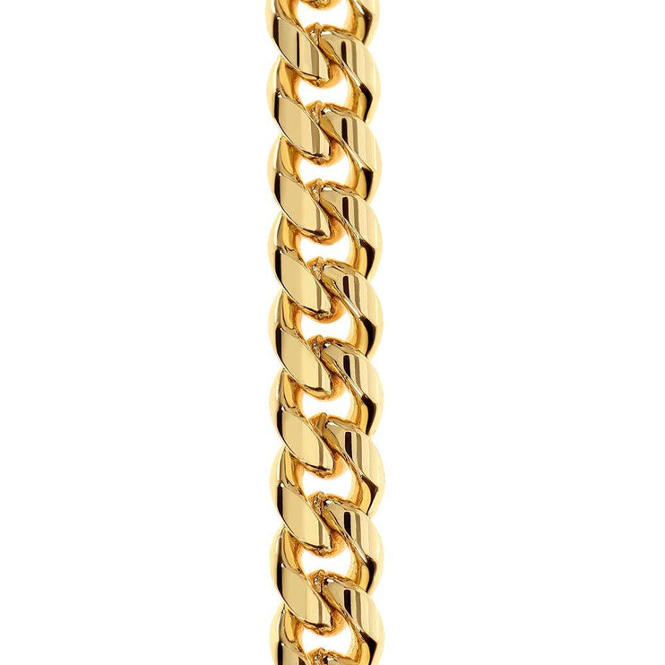 gold Cuban link chain with up close shot of links