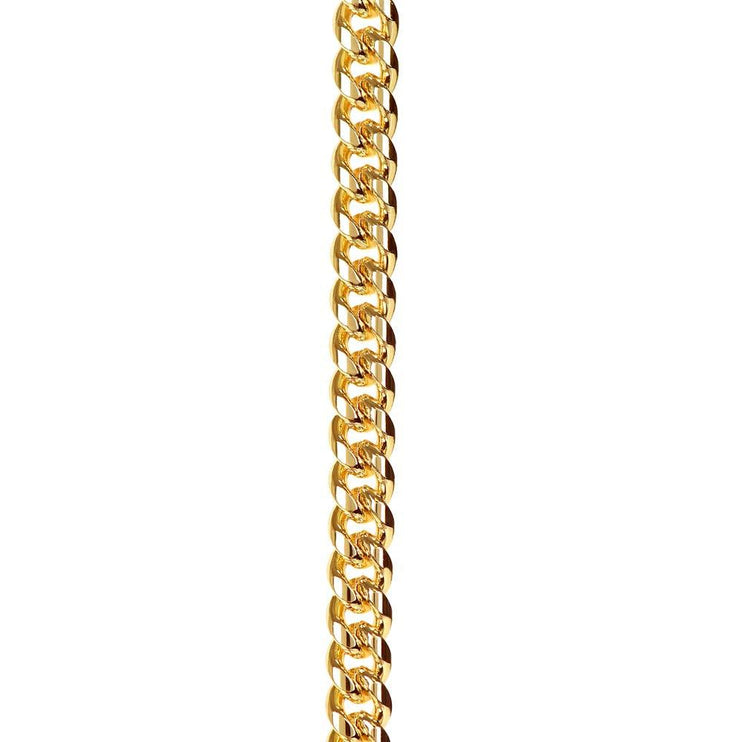 yellow gold Cuban link chain up close of links