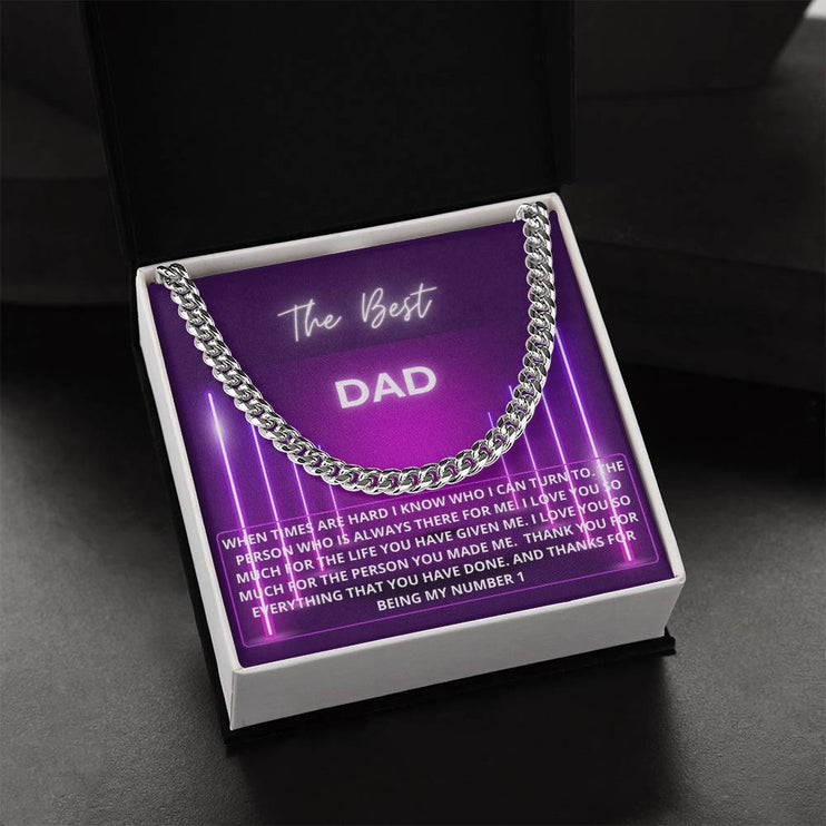 Cuban Chain Necklace with a polished stainless-steel finish inside a two-tone box angle 3