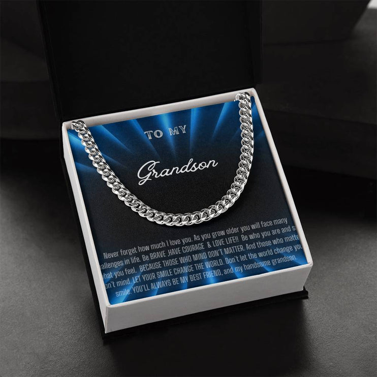 Cuban Chain Necklace in polished stainless steel and in a two-tone box angle 3