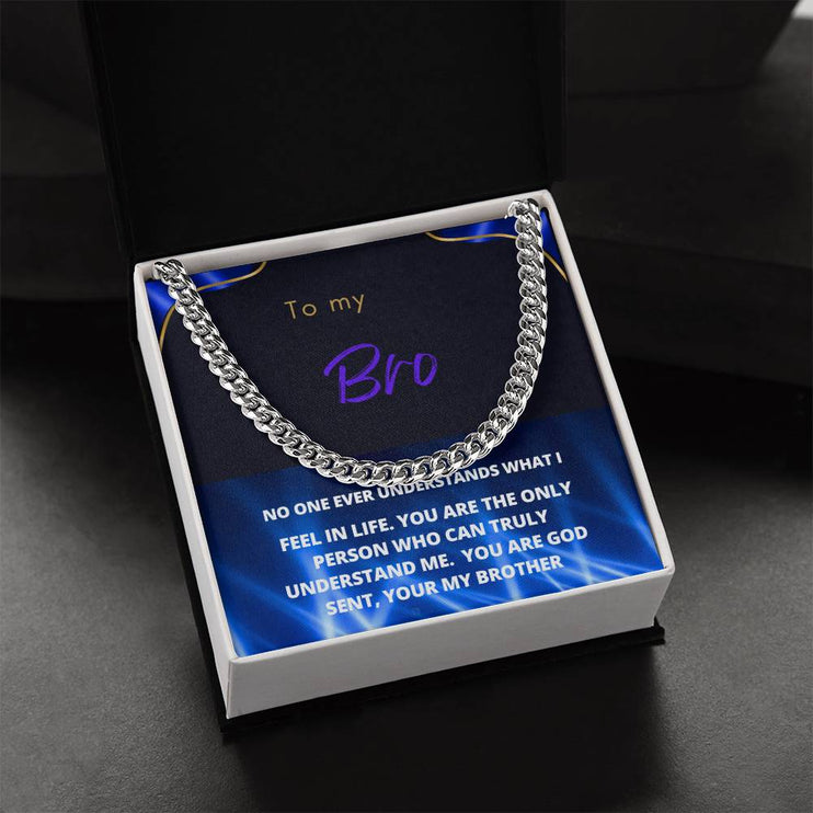 cuban chain necklace silver variant in 2-tone box with a greeting card for your brother