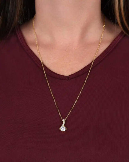 yellow gold alluring beauty necklace on model's neck