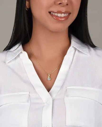 yellow gold alluring beauty necklace on models neck