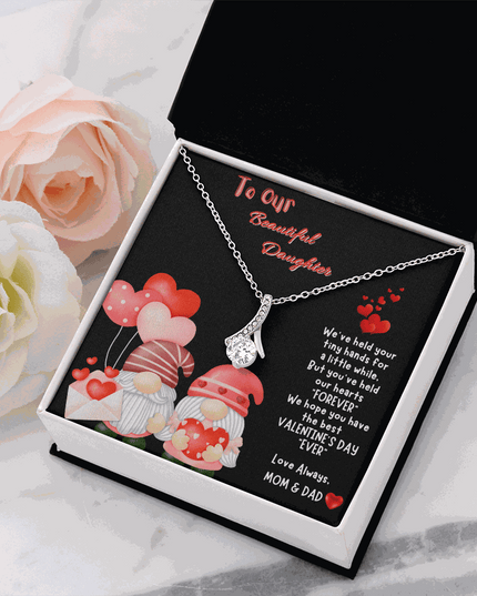 white gold alluring beauty necklace in a soft box with assorted flowers