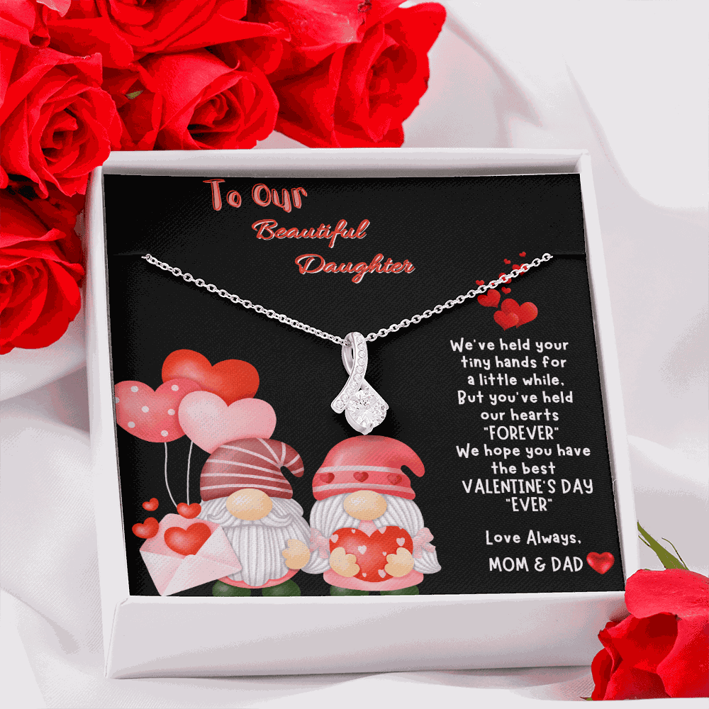 white gold alluring beauty necklace in a soft box with red roses