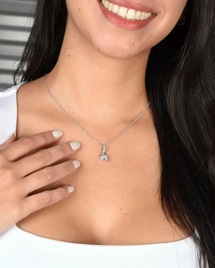white gold alluring beauty necklace on model's neck