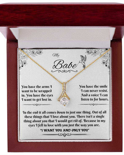 yellow gold alluring beauty necklace in a luxury box up close