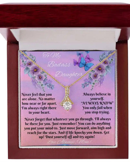 yellow gold alluring beauty necklace in a mahogany box