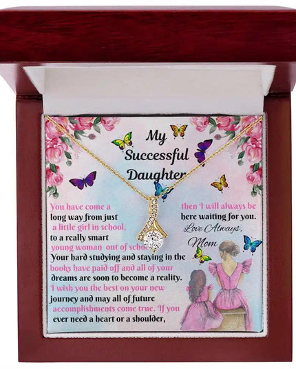 yellow gold alluring beauty necklace in mahogany box