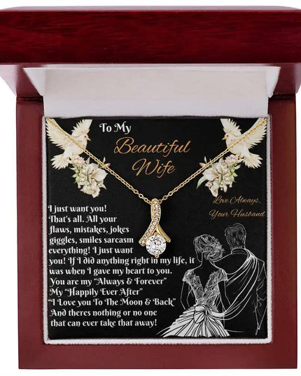 yellow gold alluring beauty necklace in a mahogany box