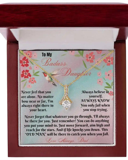 yellow gold alluring beauty necklace in a mahogany box