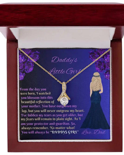 yellow gold alluring beauty necklace in a mahogany box