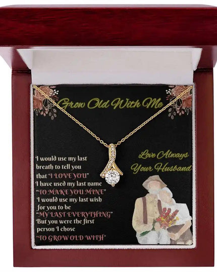 yellow gold alluring beauty necklace in mahogany box