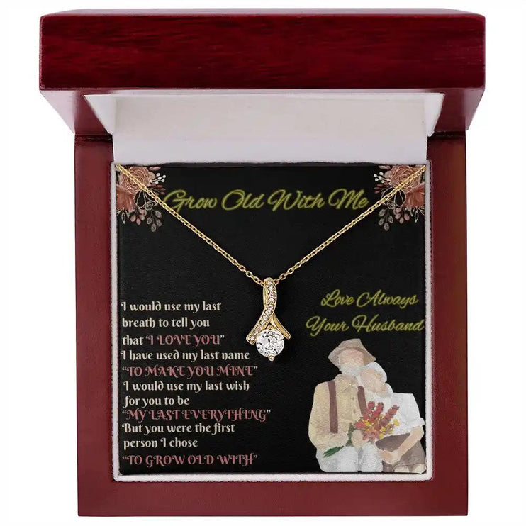 yellow gold alluring beauty necklace in mahogany box