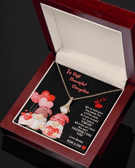 yellow gold alluring beauty necklace in a luxury box angled to the right