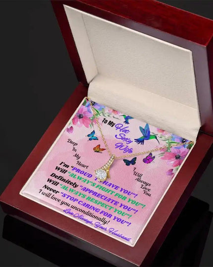 yellow gold alluring beauty necklace in mahogany box