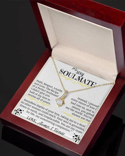 a yellow gold alluring beauty necklace up close angled right