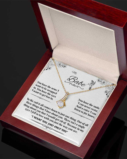 yellow gold alluring beauty necklace in a luxury box angled to the left