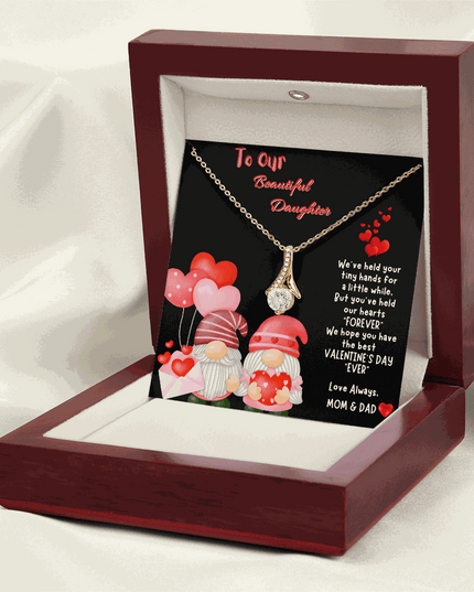 yellow gold alluring beauty necklace in a luxury box with LED light on