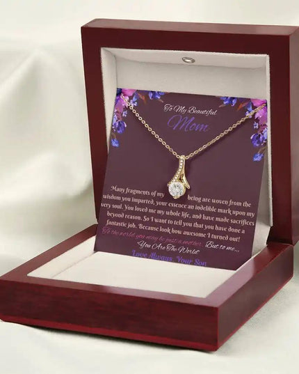 yellow gold alluring beauty necklace in mahogany box