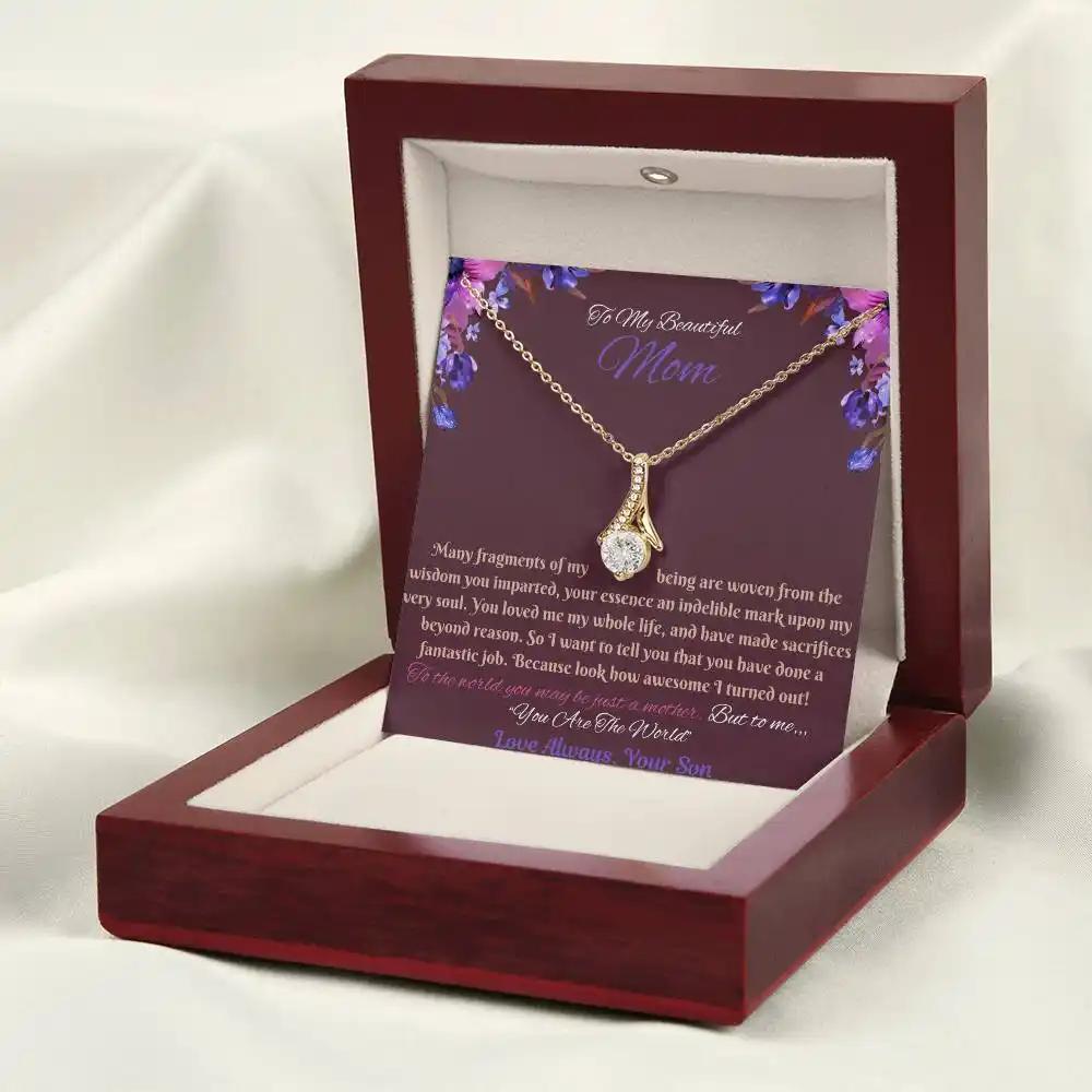 yellow gold alluring beauty necklace in mahogany box