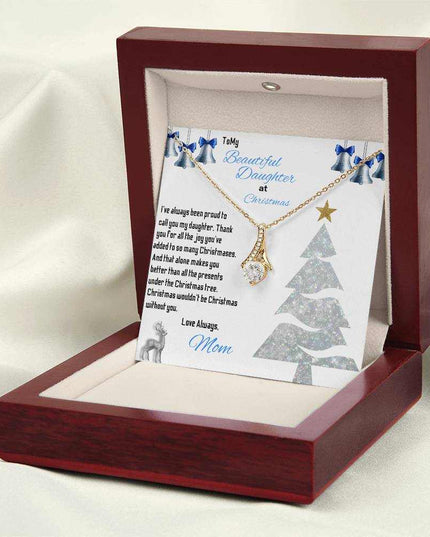 yellow gold alluring beauty necklace in a luxury box on a white cloth