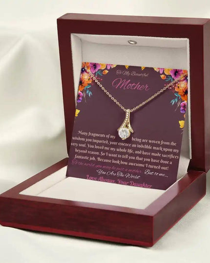 yellow gold alluring beauty necklace in mahogany box
