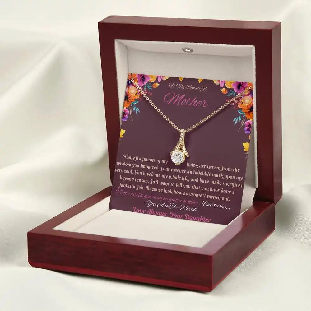 yellow gold alluring beauty necklace in mahogany box