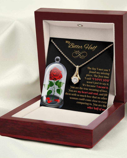 yellow gold alluring beauty necklace in luxury box angled right