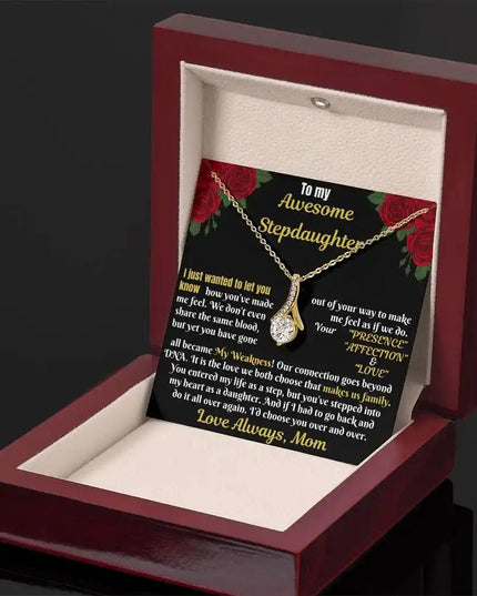 yellow gold alluring beauty necklace in mahogany box angle right