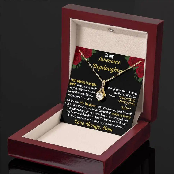 yellow gold alluring beauty necklace in mahogany box angle right