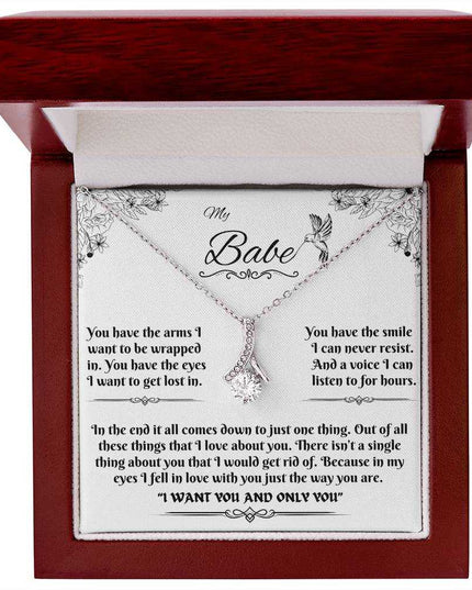 white gold alluring beauty necklace in a luxury box up close