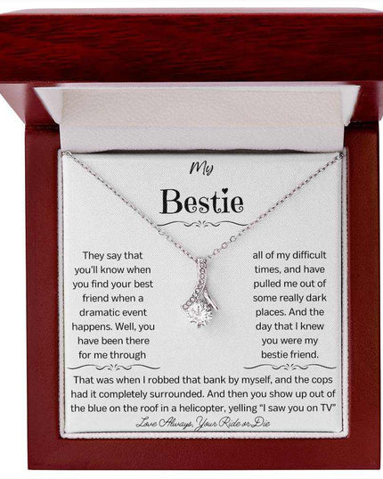 a white gold alluring beauty necklace in a mahogany box