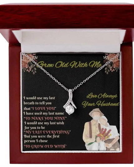 white gold alluring beauty necklace in mahogany box