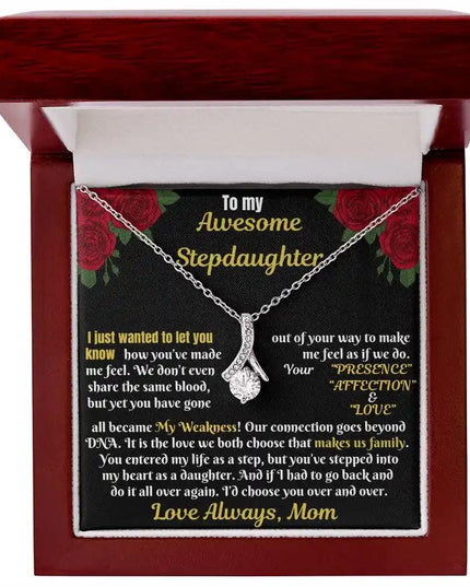 white gold alluring beauty necklace in mahogany box up close