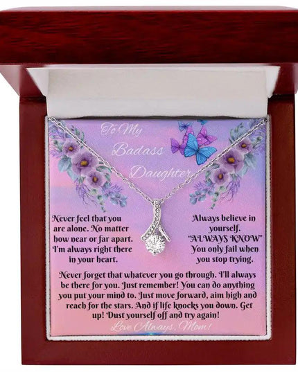 white gold alluring beauty necklace in a mahogany box