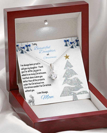 white gold alluring beauty necklace in luxury box with LED light on 
