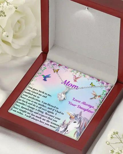 white gold alluring beauty necklace in mahogany