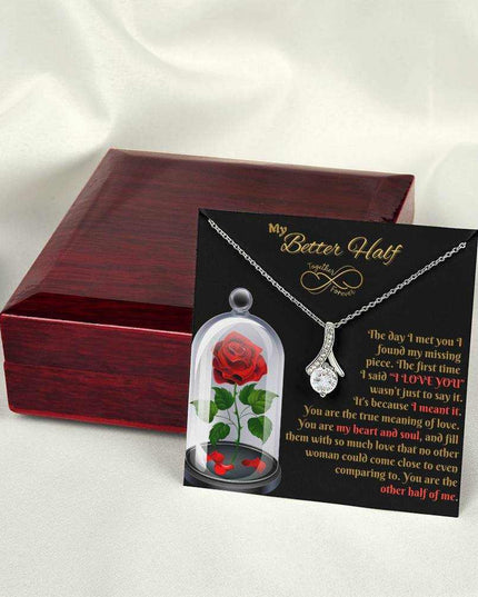 white gold alluring beauty necklace outside of closed luxury box